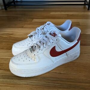 NIKE Air Force 1 in white and rugged orange (looks more red)